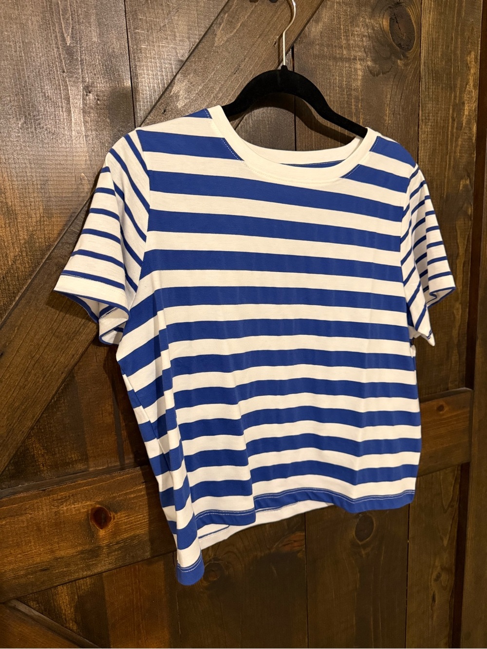 Wishlist Blue and White Striped Short Sleeve Crewneck Top